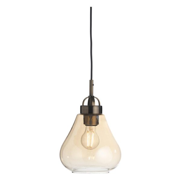 Turua small pendant light in antique brass with amber glass main image