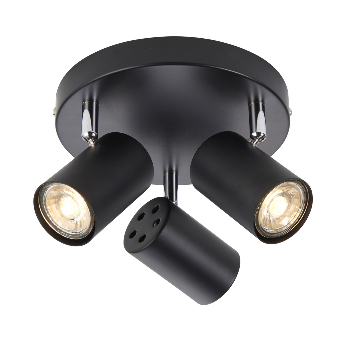 Arezzo Modern 3 Light Ceiling Spotlight Plate Matt Black