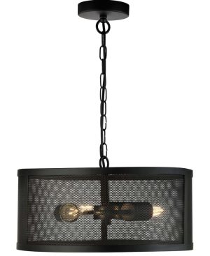 Fishnet 3 light mesh drum pendant ceiling light in matt black