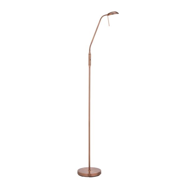 Metis adjustable floor reading lamp in aged copper main image