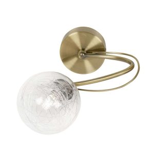 Tabia single wall light in antique brass with spun glass shade main image