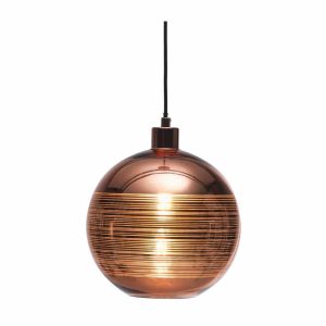 Lia trendy single pendant ceiling light in copper plated glass main image
