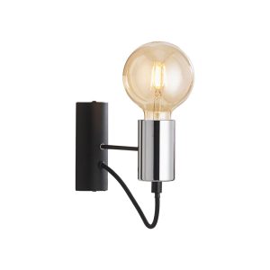 Tala single industrial style wall light in matte black and chrome main image