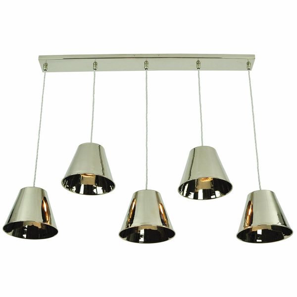 Map Room nautical style 5 light pendant bar in polished nickel full height