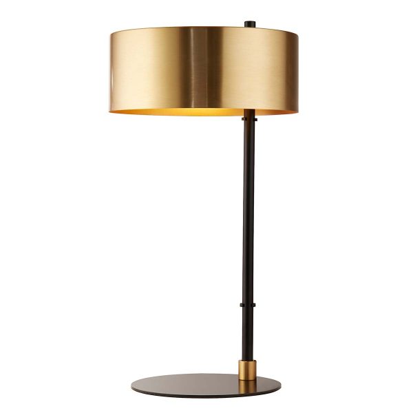 Knox 1 light modern table lamp in black and gold on white background