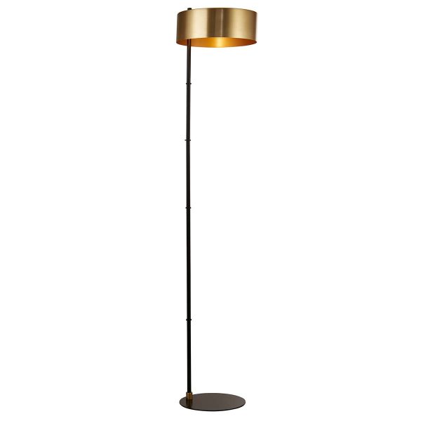 Knox 1 light modern floor lamp in black and gold on white background