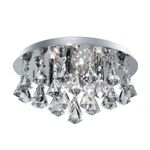 Hanna crystal 4 light flush bathroom ceiling light in polished chrome on white background
