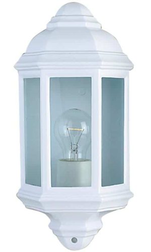 Traditional flush outdoor half round wall lantern white