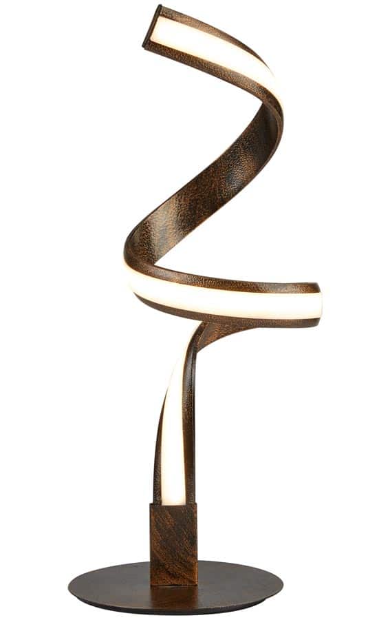 Ribbon LED Twist Desk / Table Lamp Textured Brown & Gold