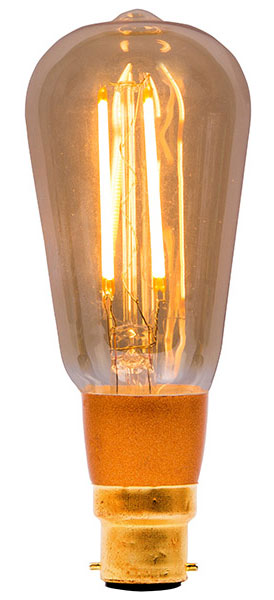 Amber 4w LED Dimmable Vintage Squirrel Cage Bulb ES 300lm