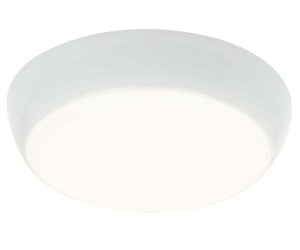 Vigor flush LED sensor bathroom ceiling light in white shown on white background