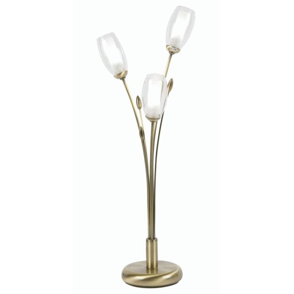 Pandora 3 light floral table lamp in antique brass main image