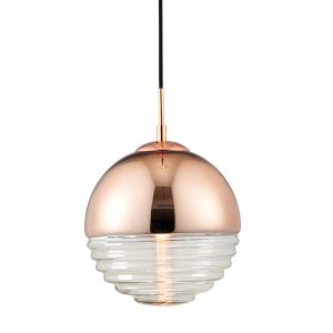Paloma 1 light pendant in polished copper, half height on white background