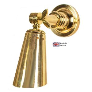 Steamer hinged nautical wall spot light in solid brass shown polished