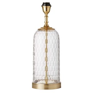 Wistow 1 light cut glass table lamp base only in solid brass on white background