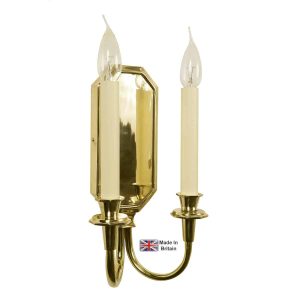 Valerie 2 lamp Georgian wall light in solid brass shown polished