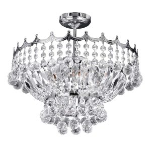 Versailles 5 light polished chrome semi flush crystal chandelier, main image