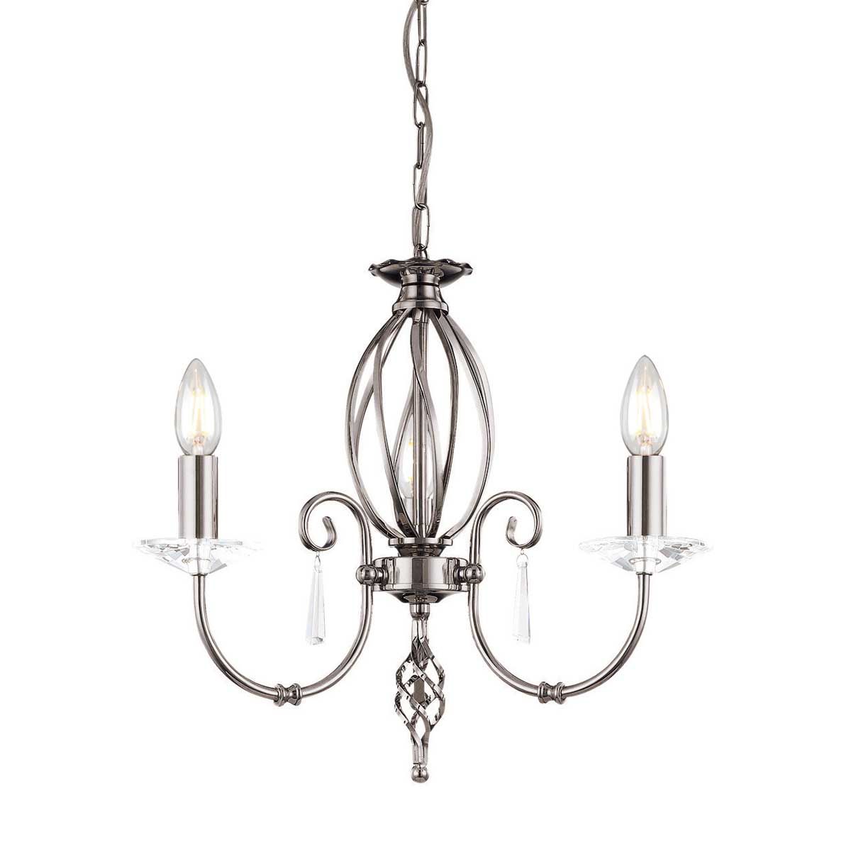 Elstead Aegean Polished Nickel 3 Light Dual Mount Small Chandelier