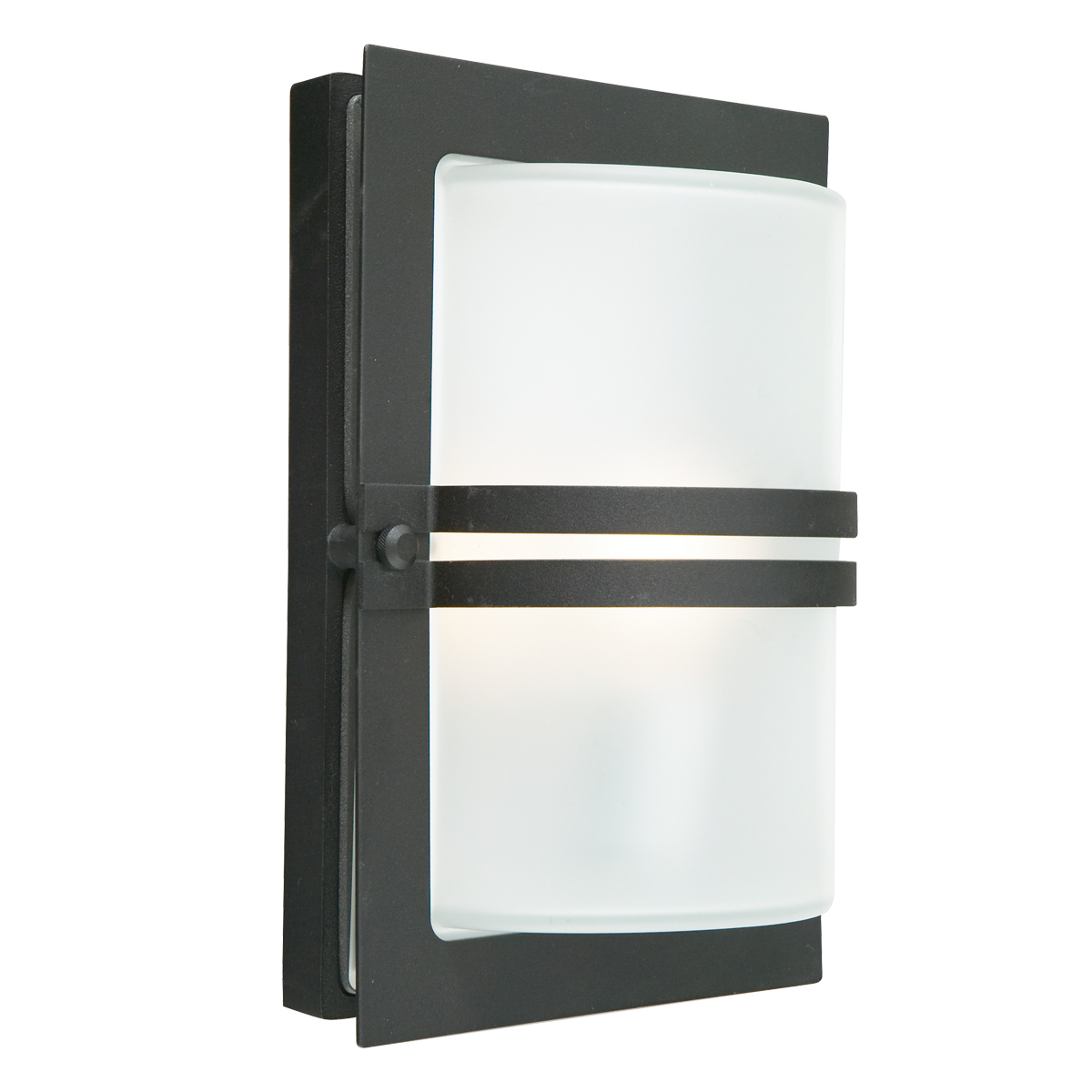 Basel Art Deco Outdoor Wall Light Black With Frosted Glass