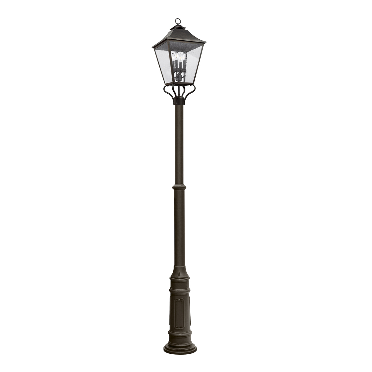 Feiss Galena 4 Light Lamp Post In Sable With Seeded Glass