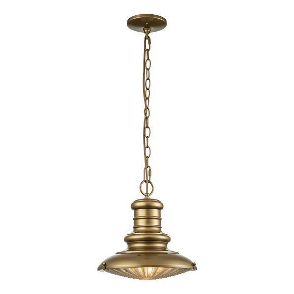 Feiss Redding Station porch chain lantern in painted distressed bronze, shown full height on white background.