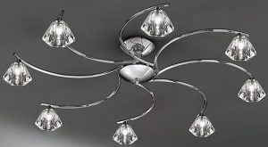 Franklite FL2162/8 Twista 8 light semi flush ceiling light in polished chrome with crystal glass shades