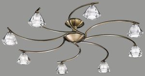 Franklite FL2168/8 Twista 8 light semi flush ceiling light in soft bronze with crystal glass