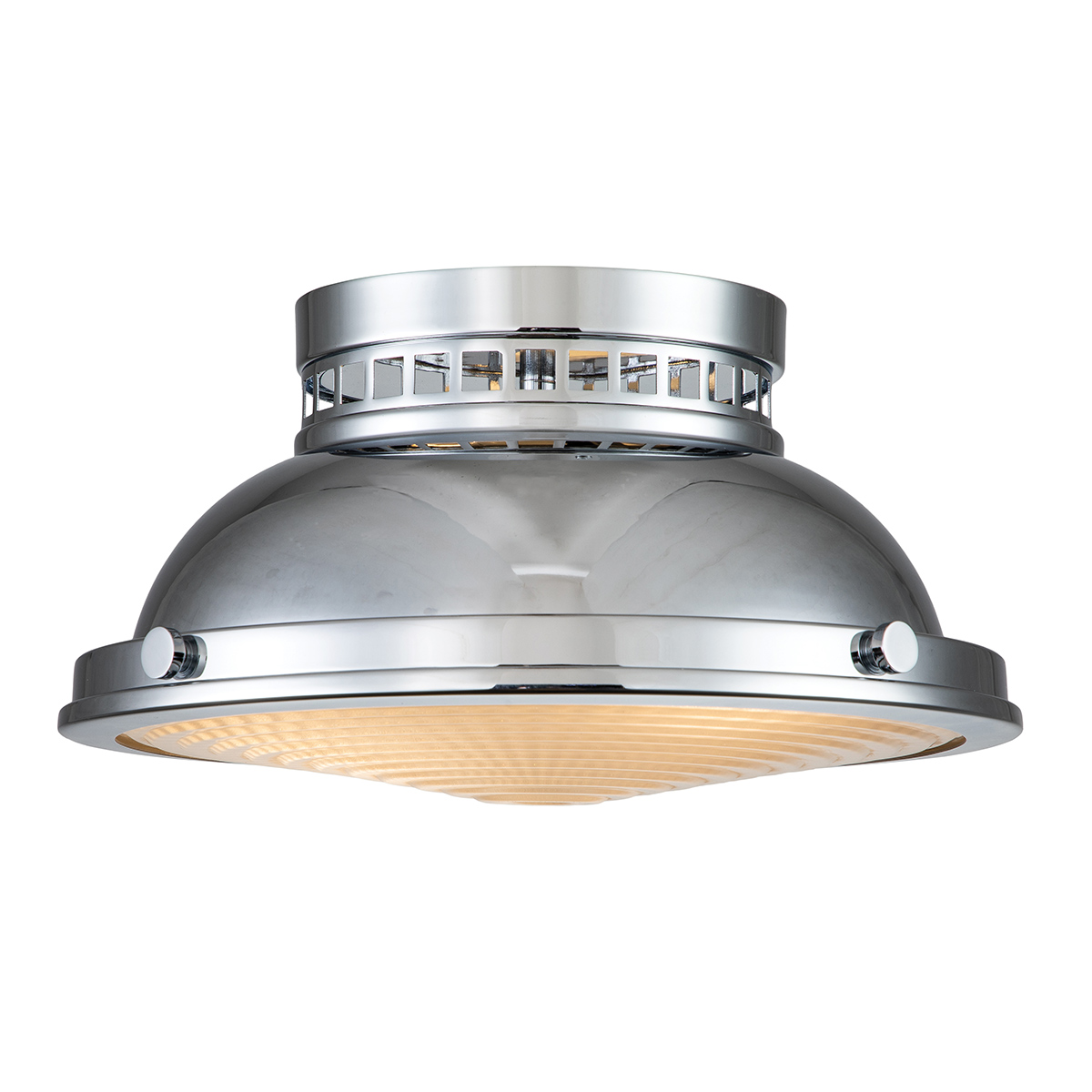 Amelia 2 Light Vintage Industrial Flush Ceiling Light Chrome