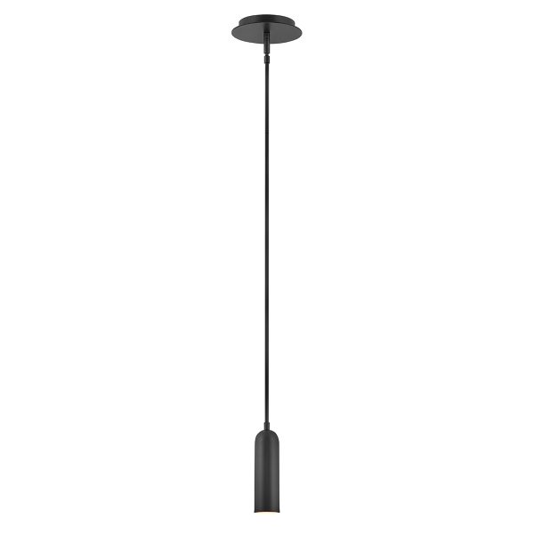 Hinkley Dax dimming LED mini kitchen pendant light in matte black, full height on white background