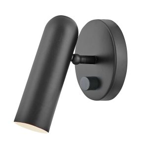 Hinkley Dax dimming LED bedside wall reading light in matte black on white background