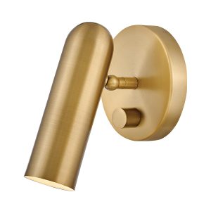 Hinkley Dax dimming LED bedside wall reading light in heritage brass on white background