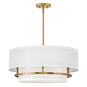 Hinkley Graham 4 light duo mount ceiling pendant in lacquered brass shown as pendant