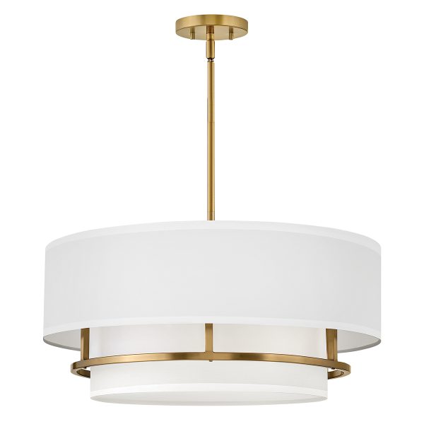 Hinkley Graham 4 light duo mount ceiling pendant in lacquered brass shown as pendant