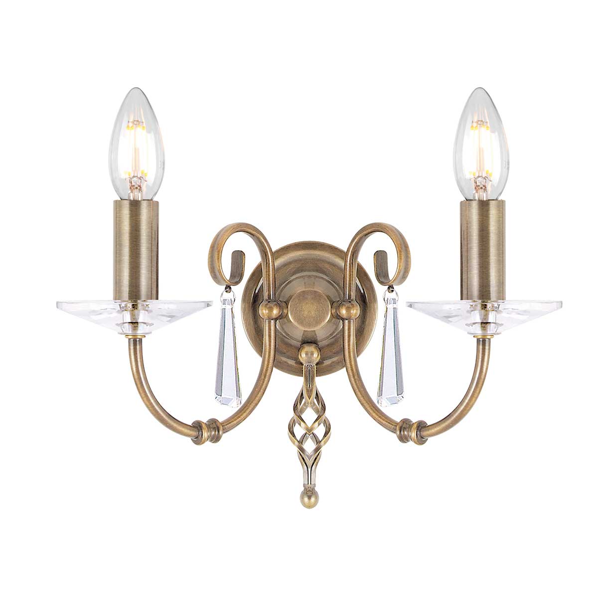 Elstead Aegean Traditional Twin Wall Light In Aged Brass