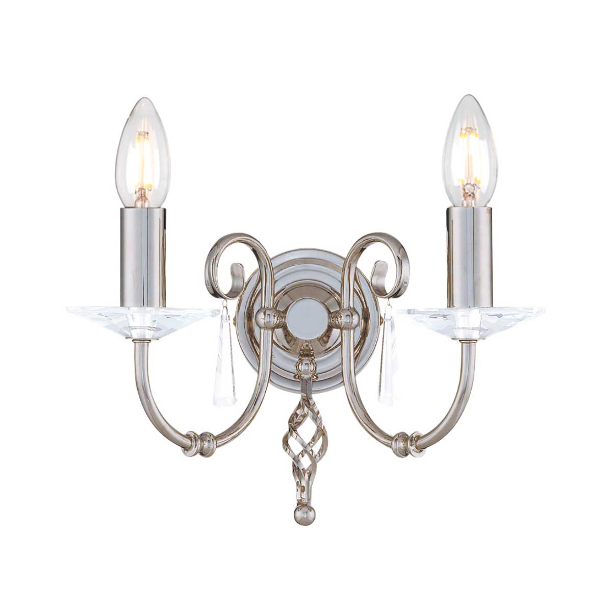 Elstead Aegean Traditional Twin Wall Light Polished Nickel