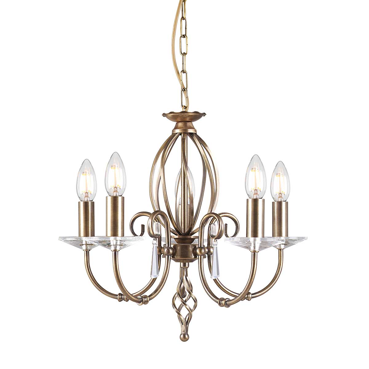 Elstead Aegean Dual Mount 5 Light Aged Brass Chandelier