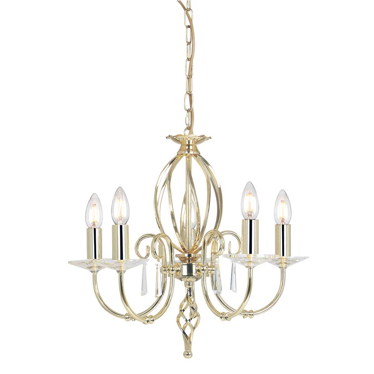 Elstead Aegean Polished Brass 5 Light Chandelier Traditional