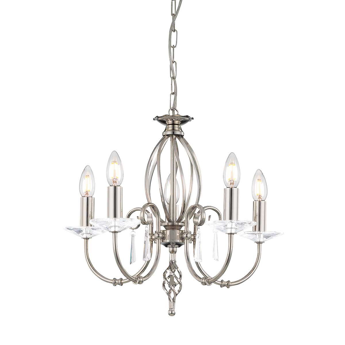 Elstead Aegean Polished Nickel 5 Light Chandelier Traditional