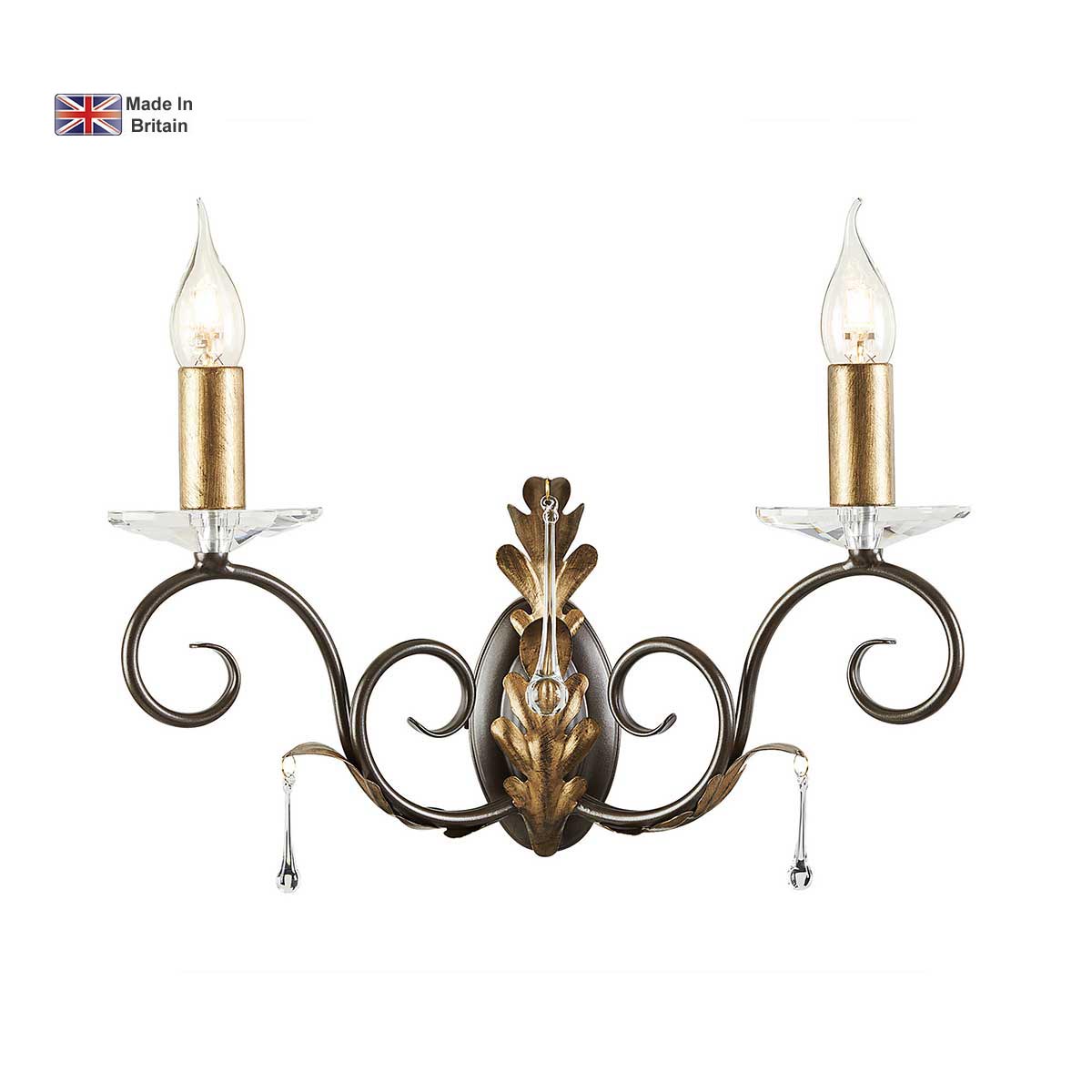 Amarilli Bronze & Gold 2 Lamp Wall Light Made In Britain