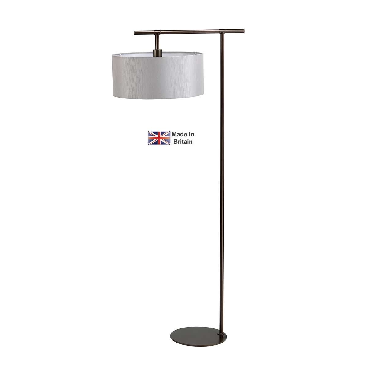 Balance 1 Light Modern Floor Lamp Dark Brown Silver Shade