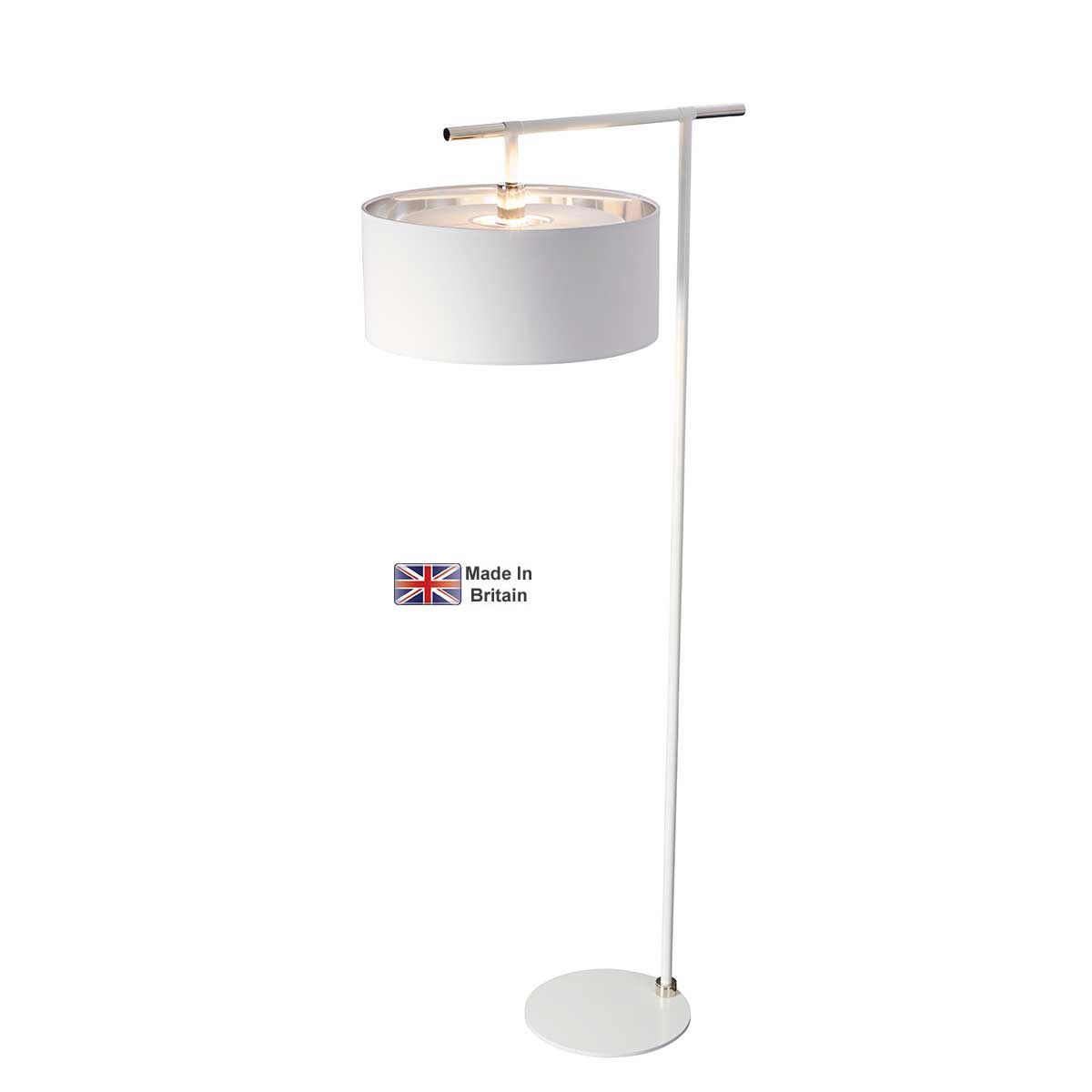 Balance 1 Light Modern Floor Lamp White & Polished Nickel