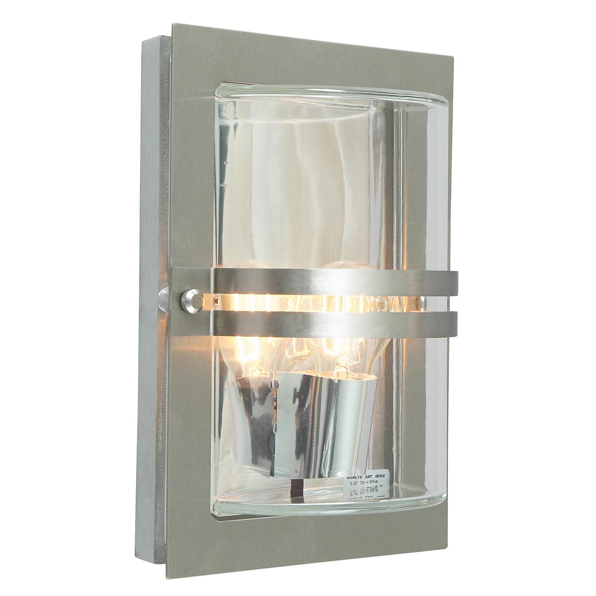 Basel Art Deco Outdoor Wall Light Stainless Steel Clear Glass