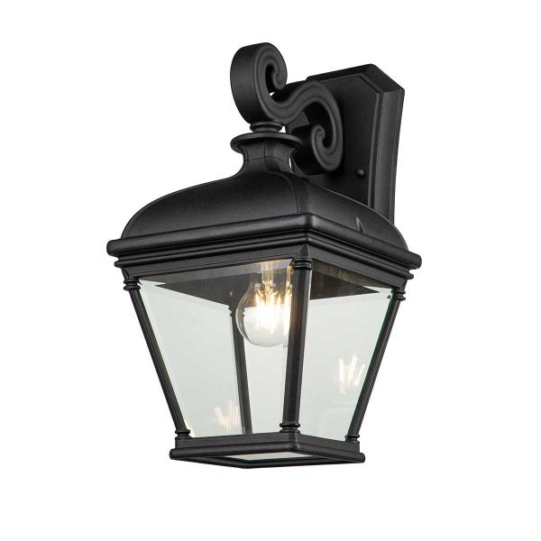 Bayview large Georgian style outdoor wall lantern in black on white background