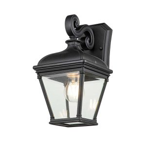 Bayview medium Georgian style outdoor wall lantern in black on white background