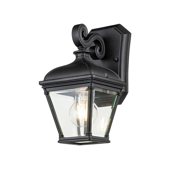 Bayview small Georgian style outdoor wall lantern in black on white background