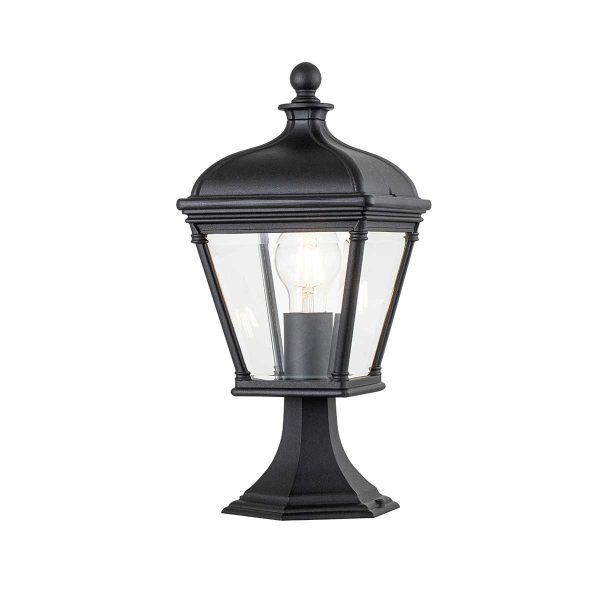 Bayview medium 1 light Georgian style pedestal lantern in black on white background