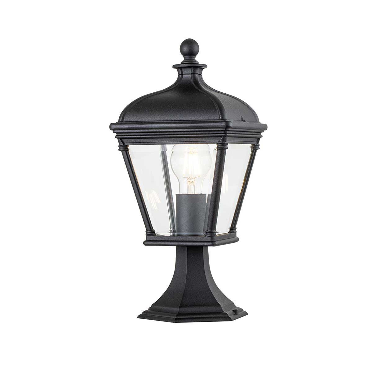 Bayview Medium 1 Light Georgian Style Pedestal Lantern Black