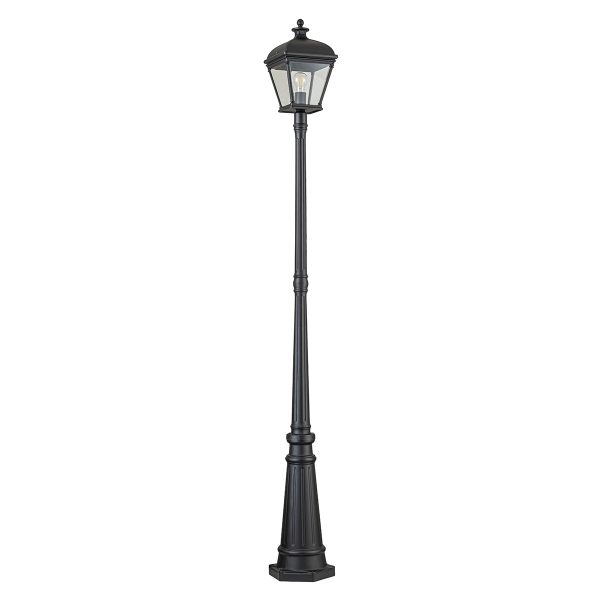 Bayview single light Georgian style garden lamp post in black on white background