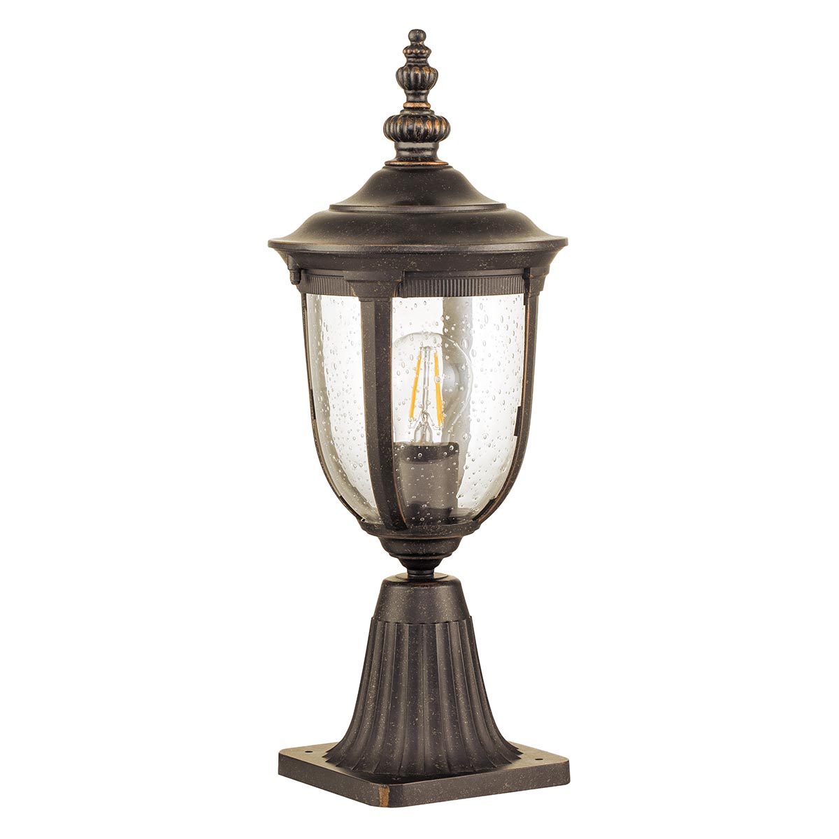 Cleveland 1 Light Small Pedestal Lantern Weathered Bronze