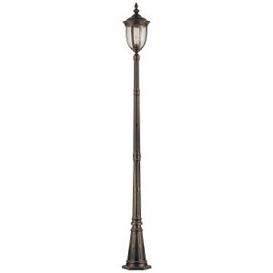 Elstead Cleveland 1 light single head lamp post in weathered bronze on white background.